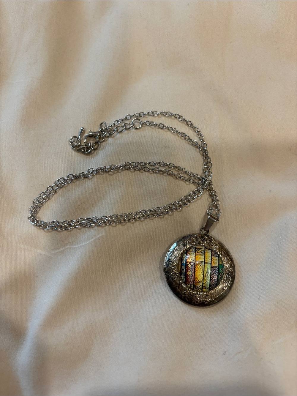 Silver Locket Necklace with book motif $4 add on